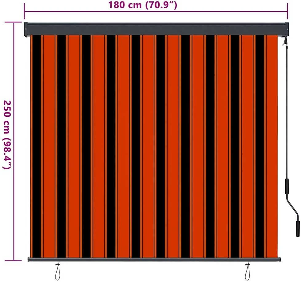 Roletas Oranžinė ir ruda 180 x 250 cm Audinys ir aliuminis