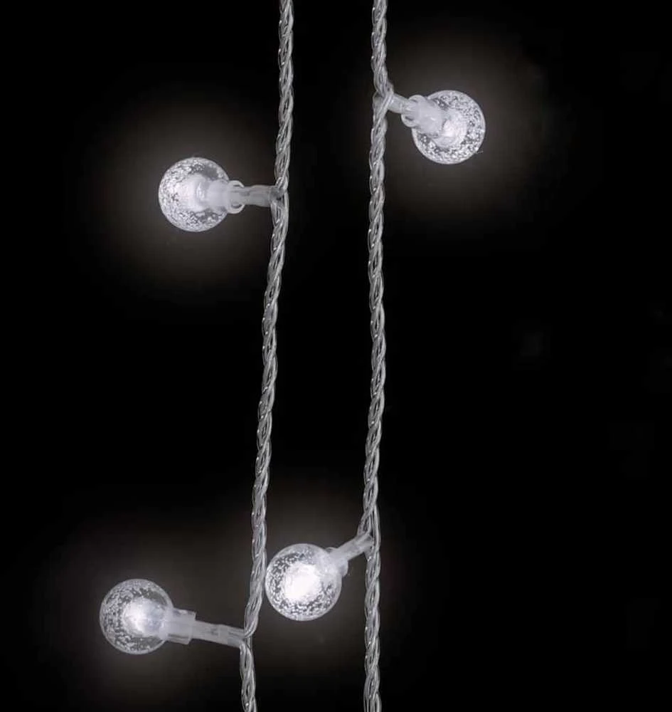 Rutuliukų girlianda, 20m, 200 šaltų baltų LED, 8 funkcijos