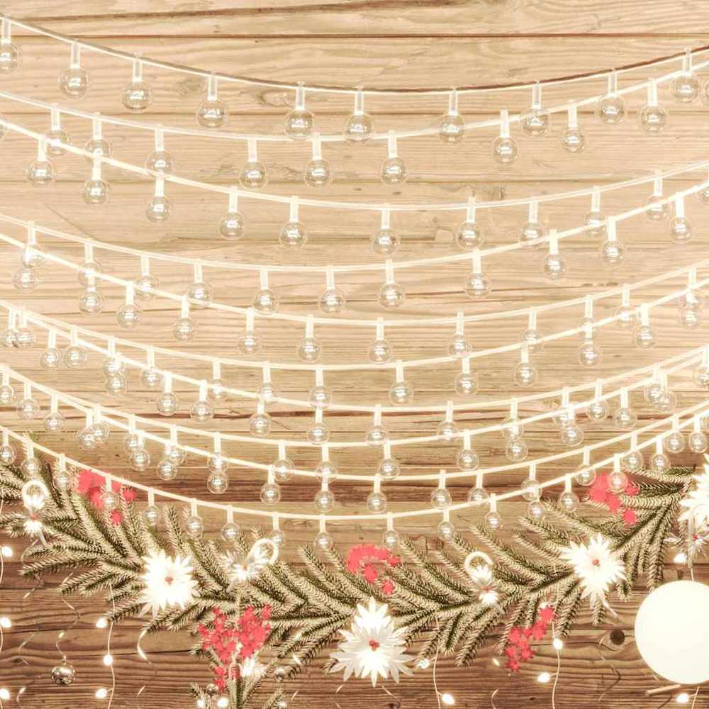 Rutuliukų girlianda, 20m, 200 šiltų baltų LED, 8 funkcijos