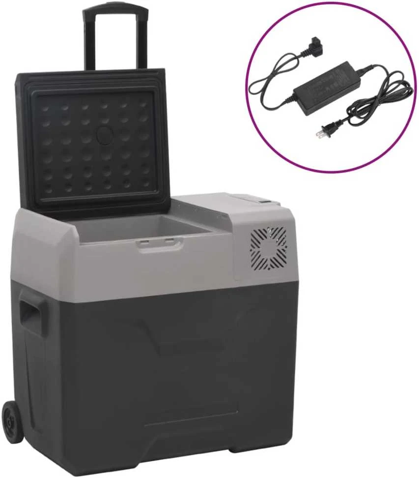 Šaltdėžė su ratukais ir adapteriu, juoda ir pilka, 30l, PP