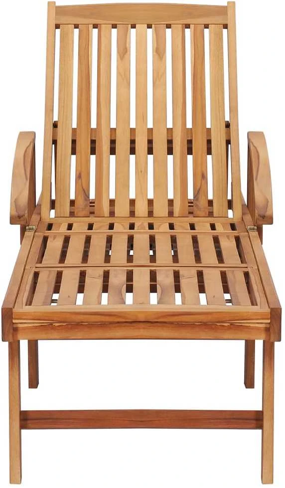 Saulės gultas su staliuku ir čiužinuku, tikmedžio masyvas