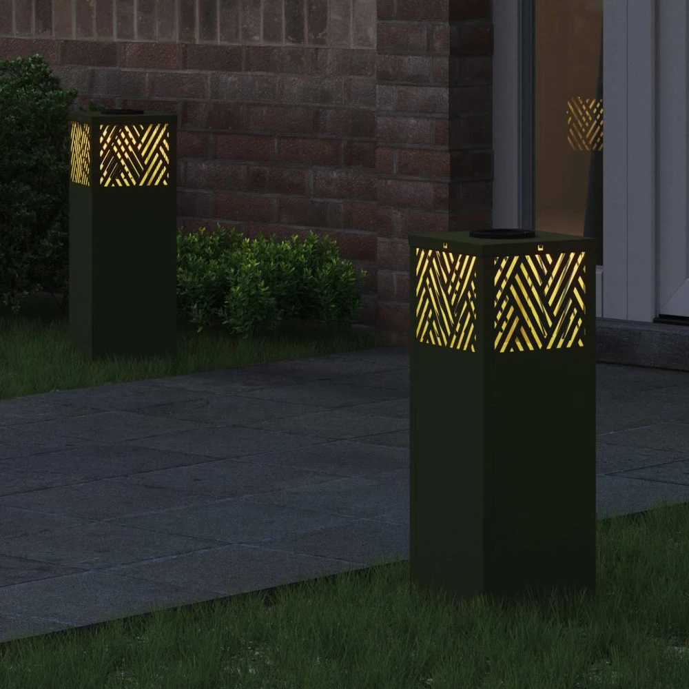 Saulės LED šaligatvio šviesa 2 vnt. Šilta balta 18 x 18 x 50 cm