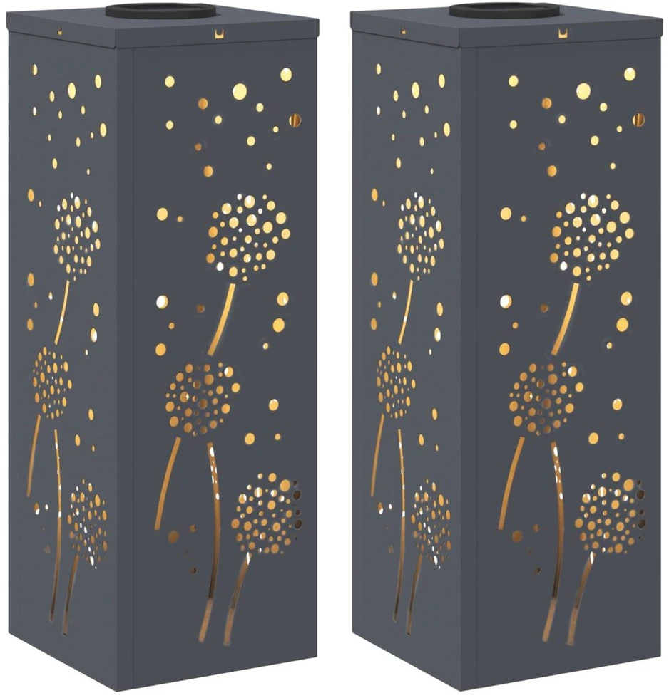 Saulės LED šaligatvio šviesa 2 vnt. Šilta balta 18 x 18 x 50 cm