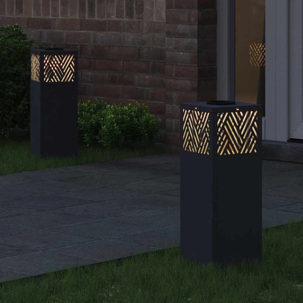 Saulės LED šaligatvio šviesa 2 vnt. Šilta balta 18 x 18 x 50 cm
