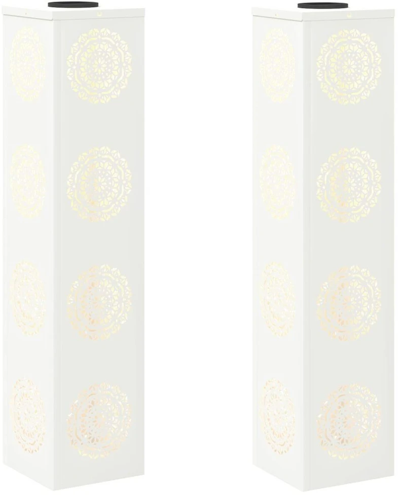 Saulės LED šaligatvio šviesa 2 vnt. Šilta balta 18 x 18 x 80 cm