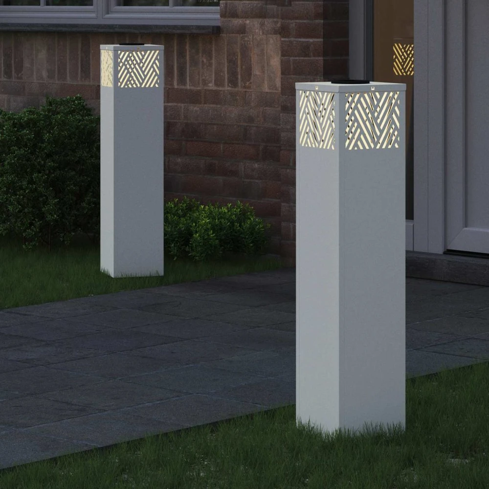 Saulės LED šaligatvio šviesa 2 vnt. Šilta balta 18 x 18 x 80 cm