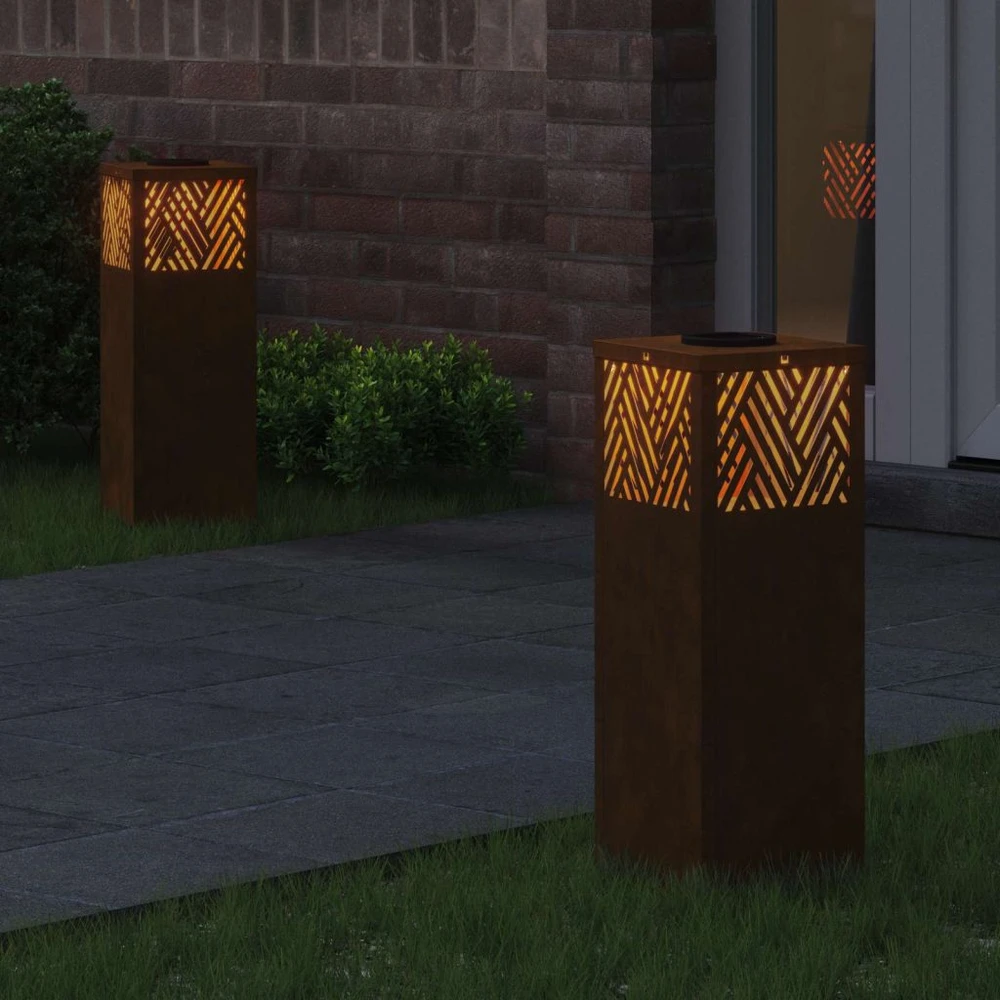 Saulės LED šaligatvio šviesa 2 vnt. Šilta balta 18 x 18 x 50 cm