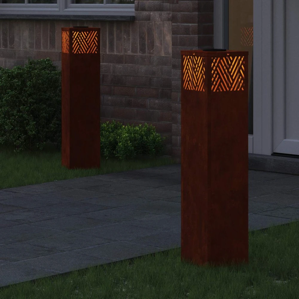 Saulės LED šaligatvio šviesa 2 vnt. Šilta balta 18 x 18 x 80 cm
