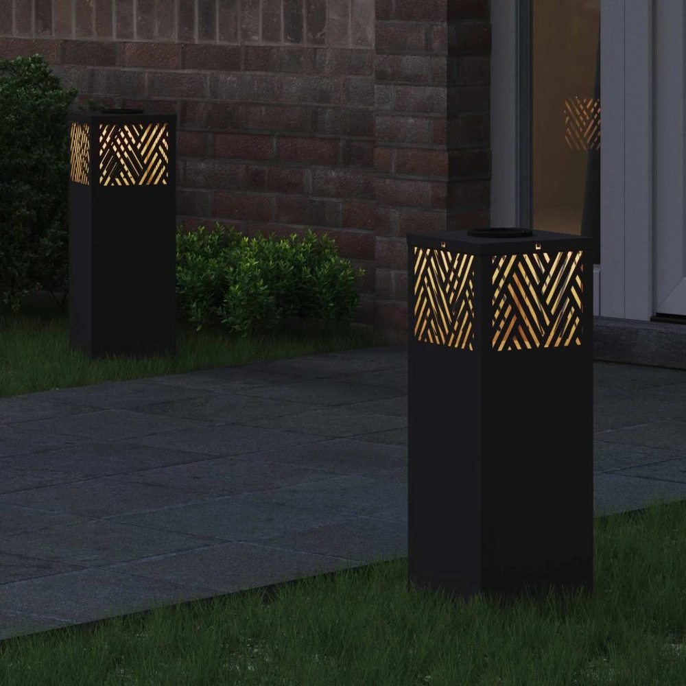 Saulės LED šaligatvio šviesa 2 vnt. Šilta balta 18 x 18 x 50 cm