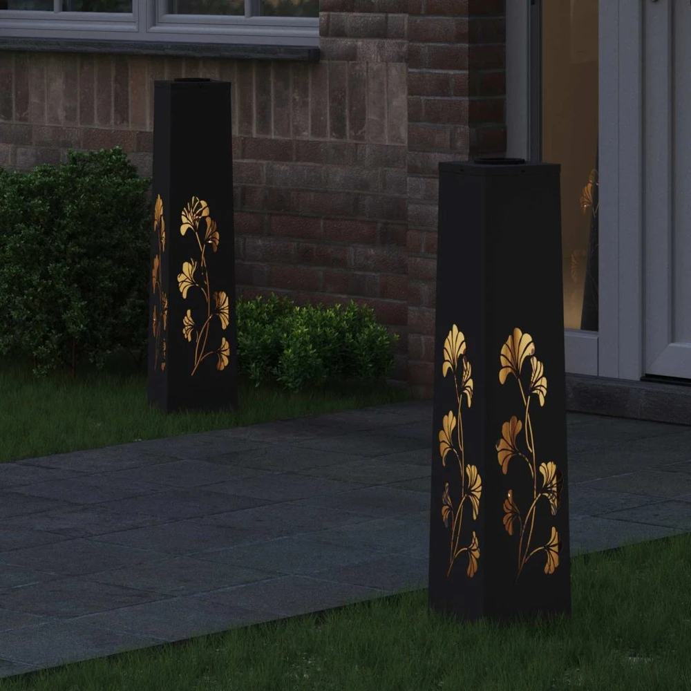 Saulės LED šaligatvio šviesa 2 vnt. Šilta balta 18 x 18 x 80 cm