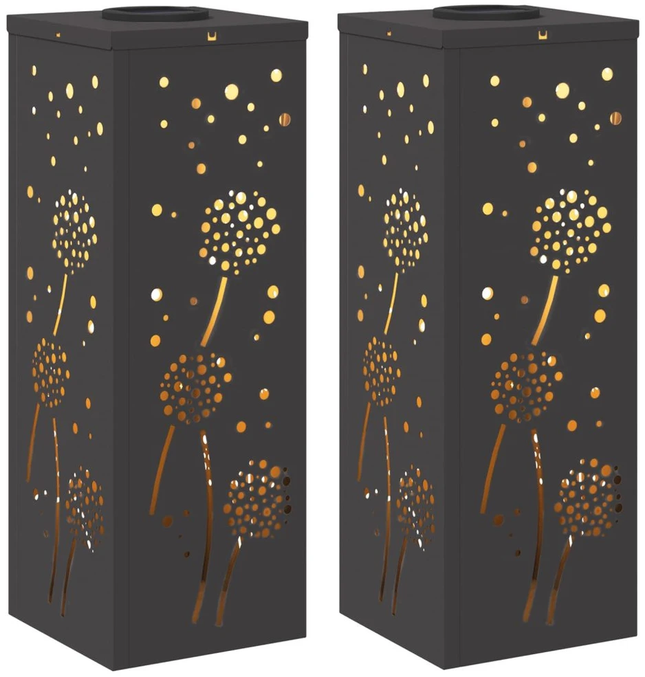Saulės LED šaligatvio šviesa 2 vnt. Šilta balta 18 x 18 x 50 cm