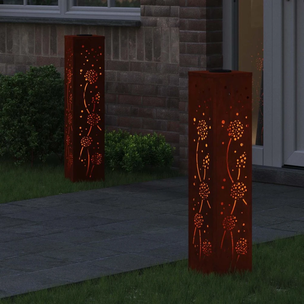 Saulės LED šaligatvio šviesa 2 vnt. Šilta balta 18 x 18 x 80 cm