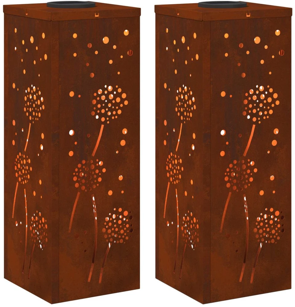 Saulės LED šaligatvio šviesa 2 vnt. Šilta balta 18 x 18 x 50 cm