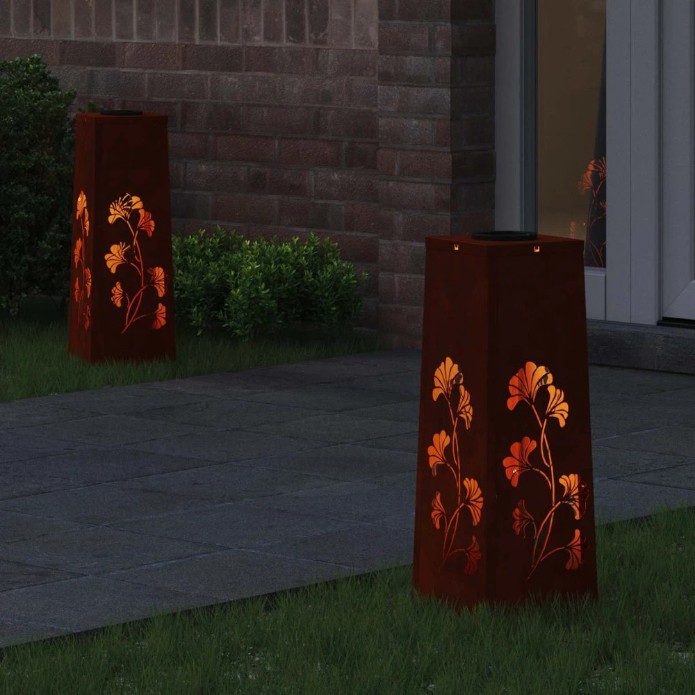 Saulės LED šaligatvio šviesa 2 vnt. Šilta balta 18 x 18 x 50 cm