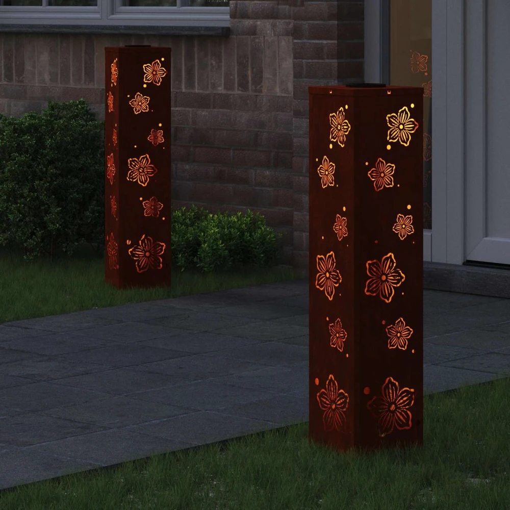 Saulės LED šaligatvio šviesa 2 vnt. Šilta balta 18 x 18 x 80 cm