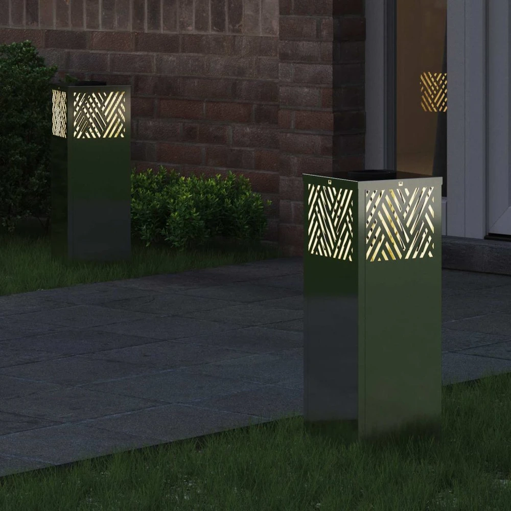 Saulės LED šaligatvio šviesa 2 vnt. Šilta balta 18 x 18 x 50 cm