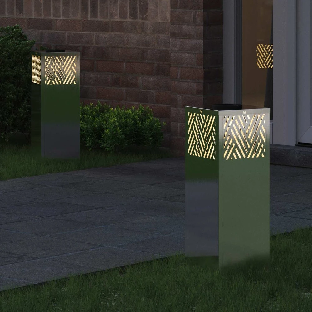 Saulės LED šaligatvio šviesa 2 vnt. Šilta balta 18 x 18 x 50 cm