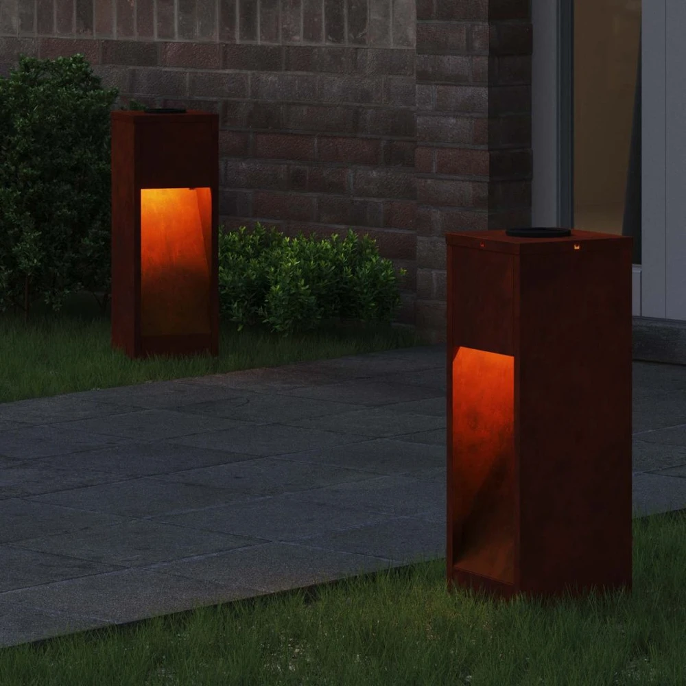 Saulės LED takų šviestuvas 2 vnt. Šilta balta 18 x 18 x 50 cm