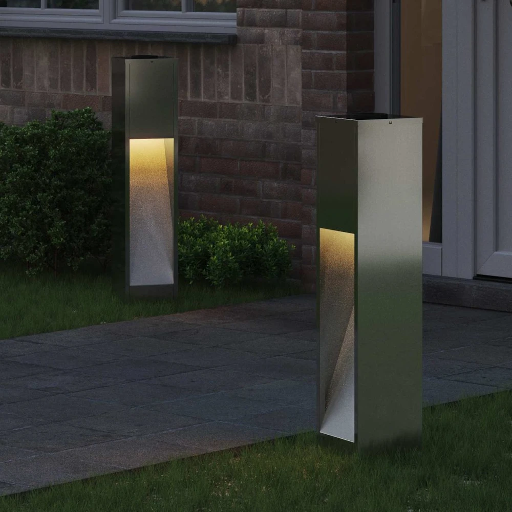 Saulės LED takų šviestuvas 2 vnt. Šilta balta 18 x 18 x 80 cm