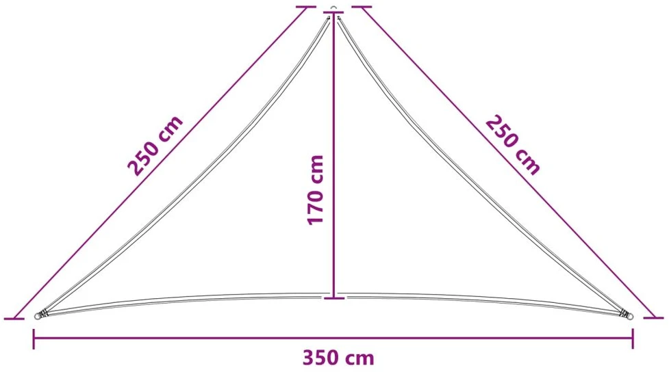 Saulės šešėlio audinys 2,5 x 2,5 x 3,5 m HDPE Trikampio