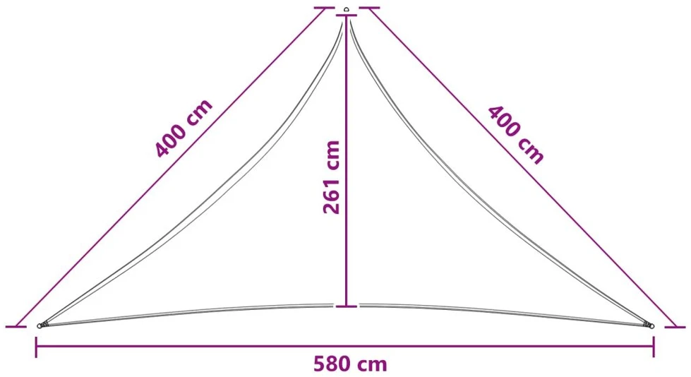Saulės šešėlio audinys 4 x 4 x 5,8 m HDPE Trikampio