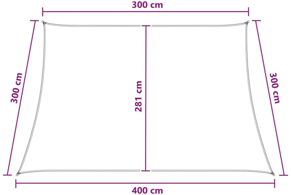 Saulės šešėlio audinys 3 / 4 x 3 m HDPE Stačiakampio