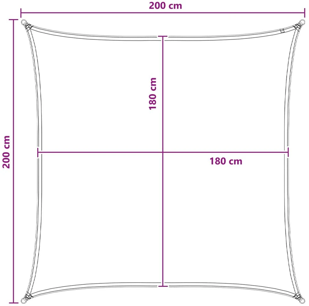 Saulės šešėlio audinys Antracito ir baltos 2 x 2 m HDPE