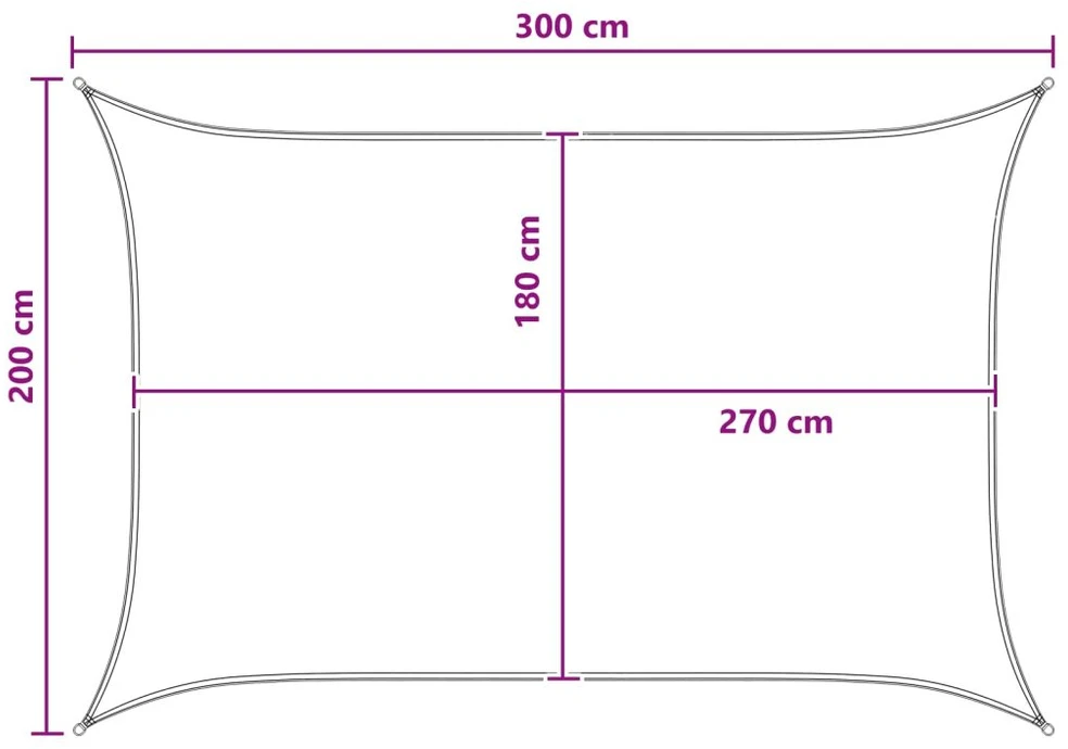 Saulės šešėlio audinys 2 x 3 m HDPE Stačiakampio