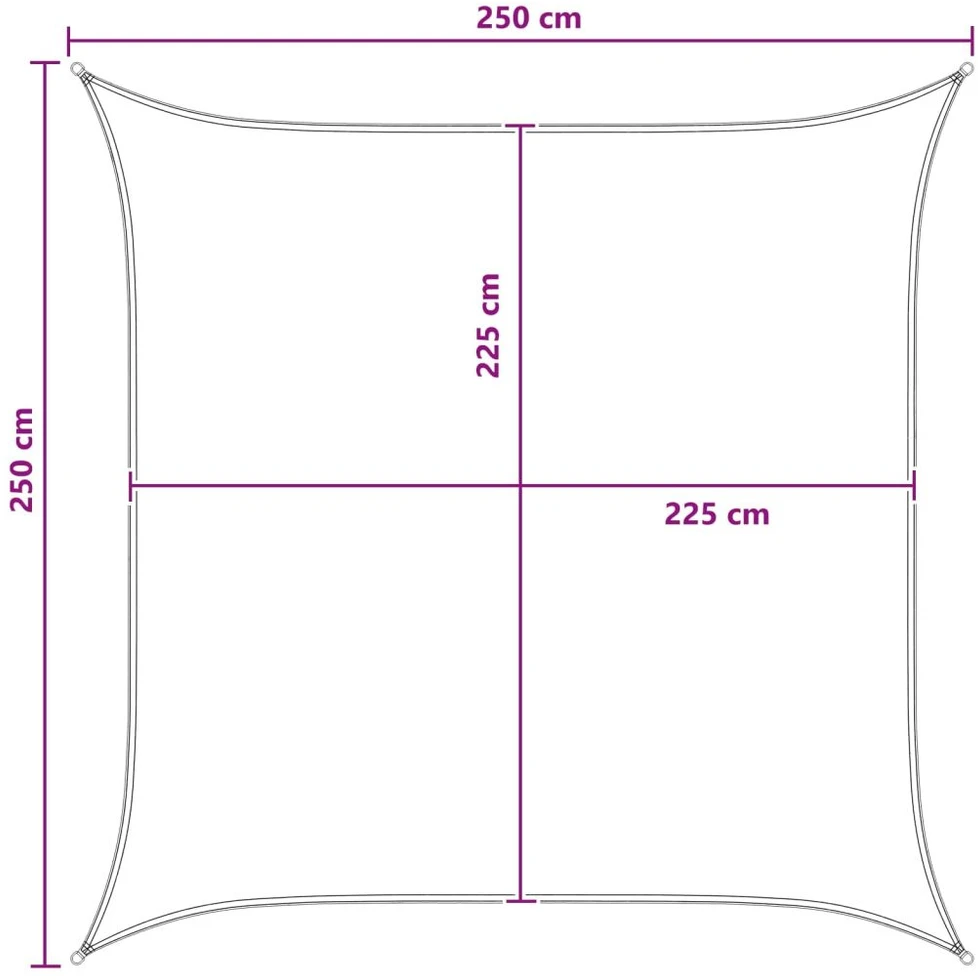 Saulės šešėlio audinys Antracito ir baltos 2,5 x 2,5 m HDPE
