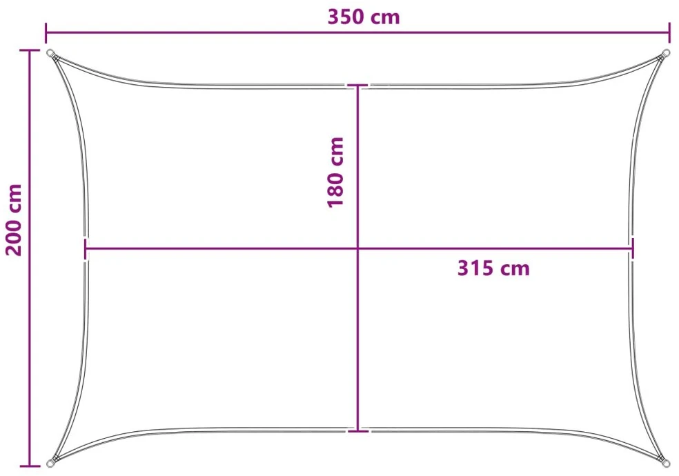 Saulės šešėlio audinys 2 x 3,5 m HDPE Stačiakampio