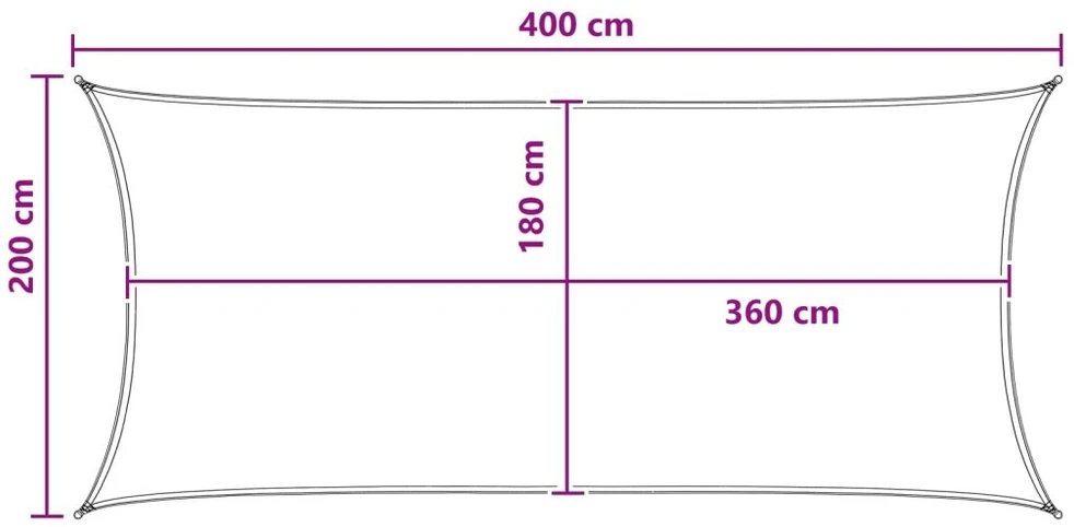 Saulės šešėlio audinys 2 x 4 m HDPE Stačiakampio