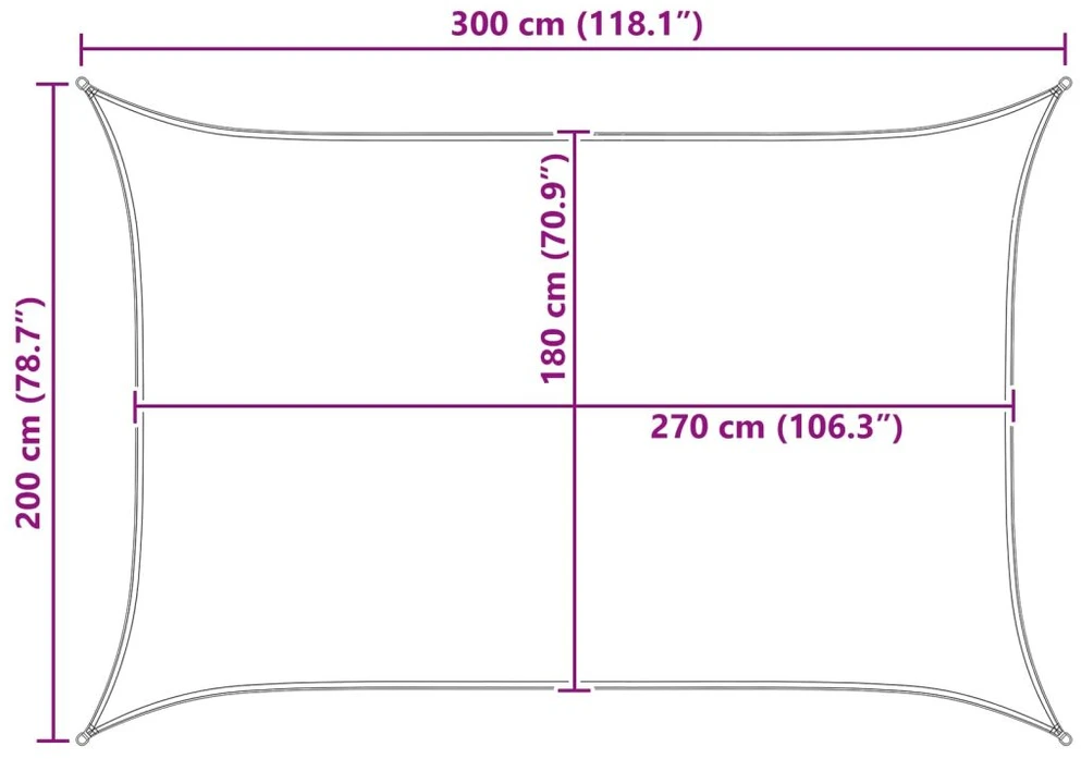 Saulės šešėlio audinys 2 x 3 m HDPE Stačiakampio