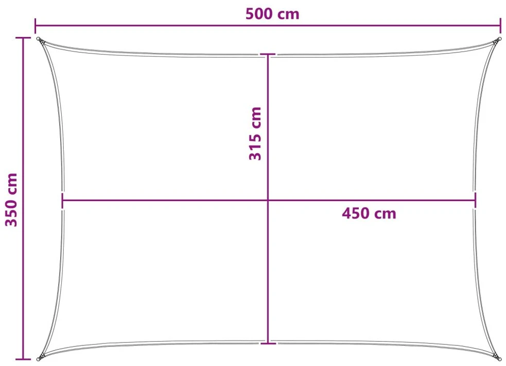 Saulės šešėlio audinys 3,5 x 5 m HDPE Stačiakampio