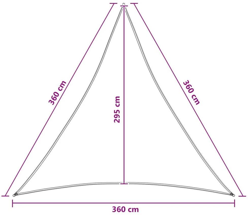 Saulės šešėlio audinys 3,6 x 3,6 x 3,6 m HDPE Trikampio