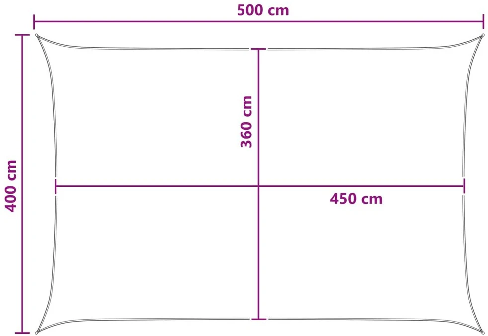 Saulės šešėlio audinys 4 x 5 m HDPE Stačiakampio