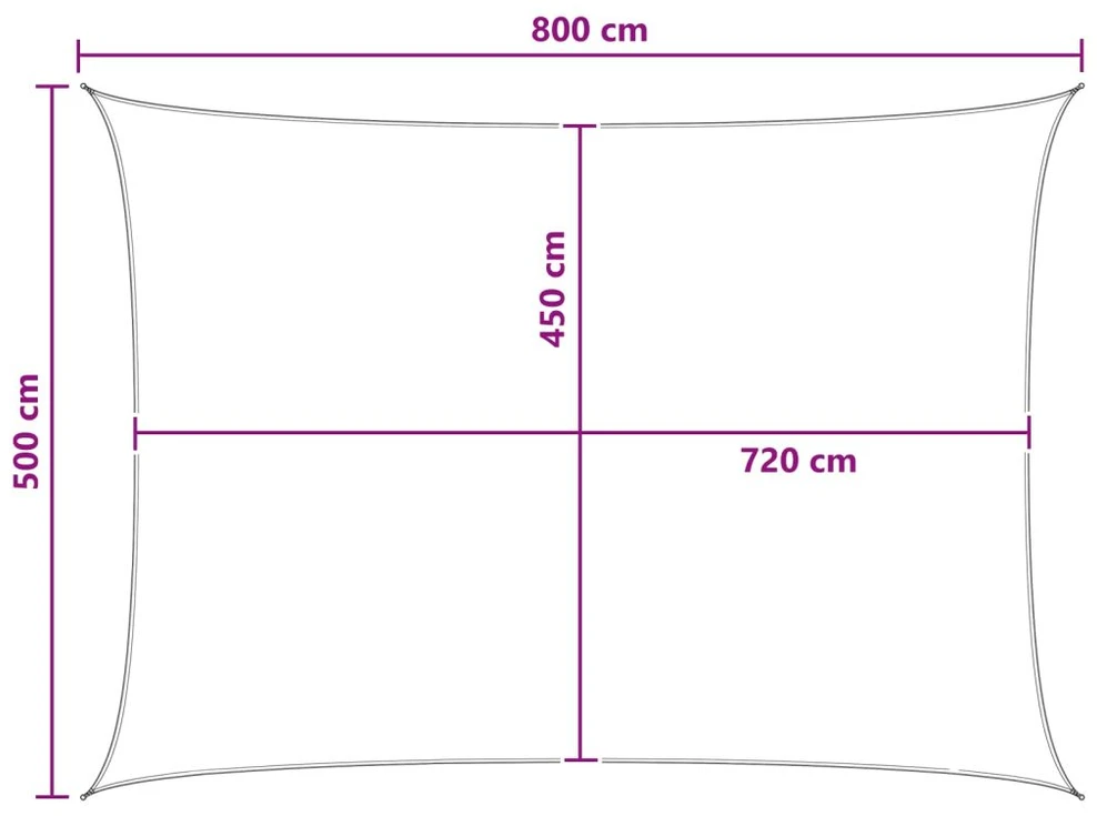 Saulės šešėlio audinys 5 x 8 m HDPE Stačiakampio