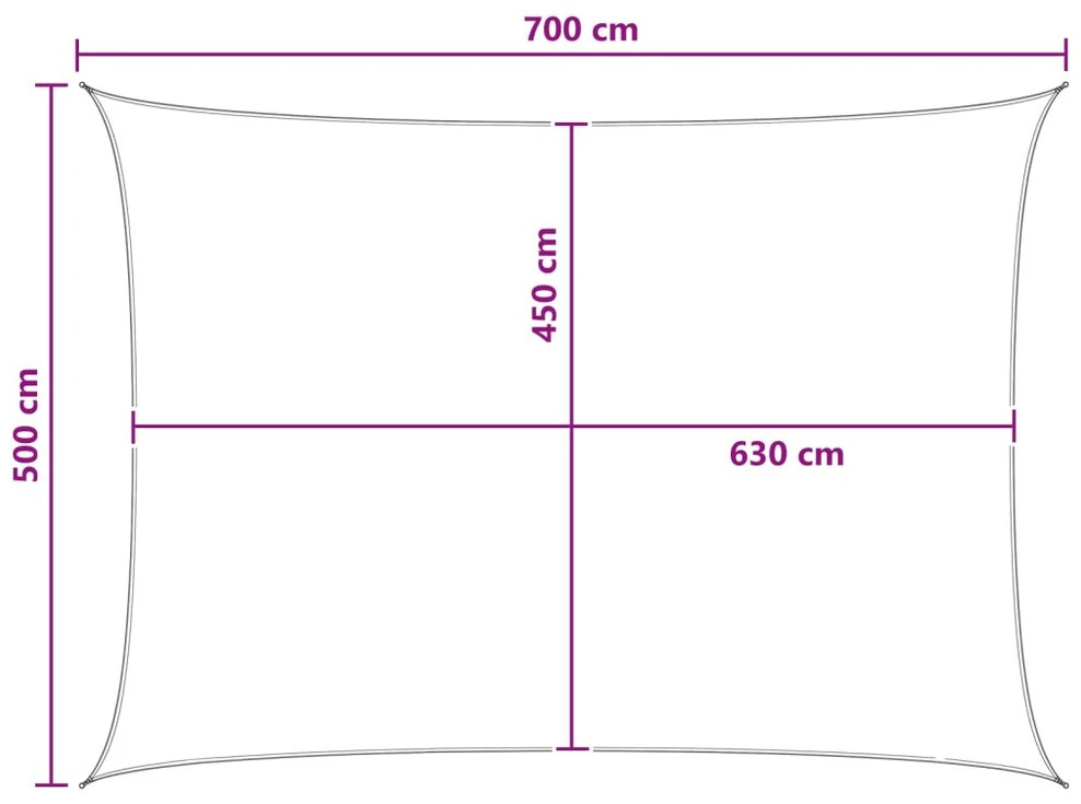 Saulės šešėlio audinys 5 x 7 m HDPE Stačiakampio