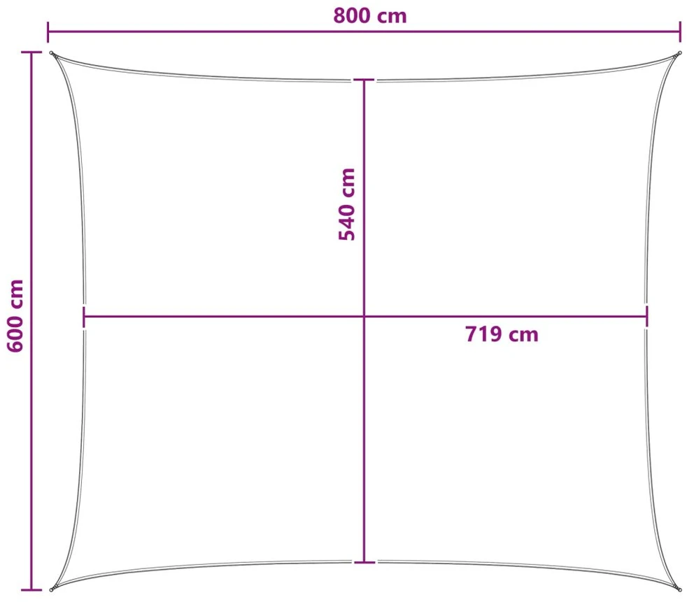 Saulės šešėlio audinys 6 x 8 m HDPE Stačiakampio