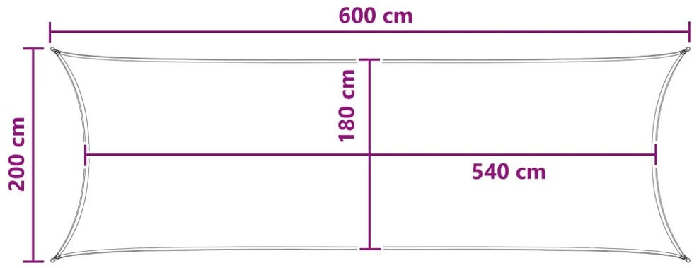 Saulės šešėlio audinys 2 x 6 m HDPE Stačiakampio Raudona