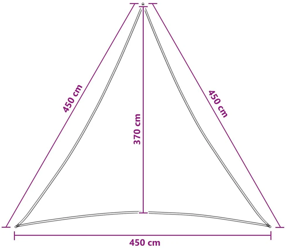 Saulės šešėlio audinys 4,5 x 4,5 x 4,5 m HDPE Trikampio