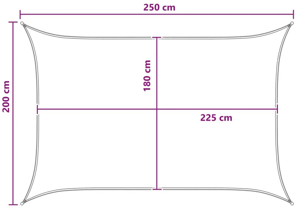 Saulės šešėlio audinys 2 x 2,5 m HDPE Stačiakampio