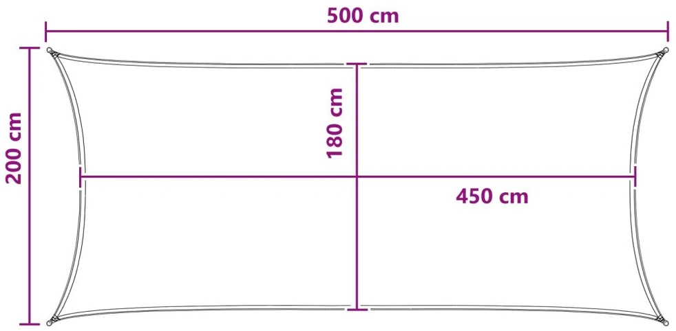 Saulės šešėlio audinys 2 x 5 m HDPE Stačiakampio
