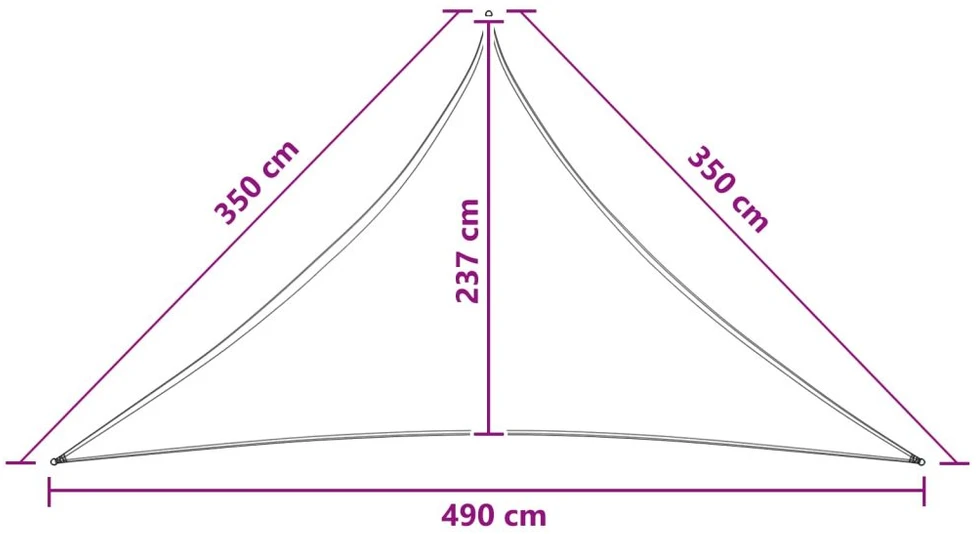 Saulės šešėlio audinys 3,5 x 3,5 x 4,9 m HDPE Trikampio
