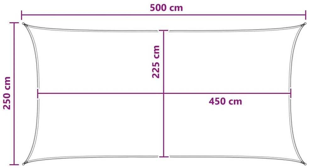 Saulės šešėlio audinys 2,5 x 5 m HDPE Stačiakampio