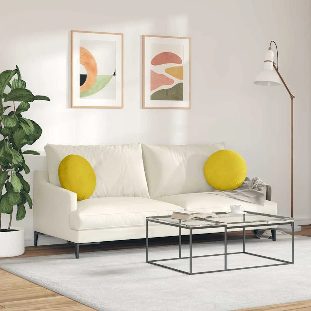 Sėdynių pagalvėlės 2 pcs Geltona Ø 40 x 13 cm Aksomas