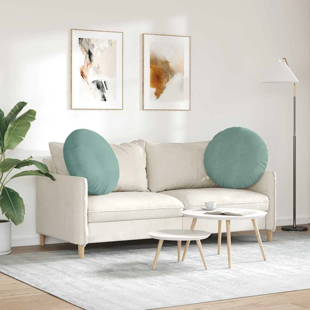 Sėdynių pagalvėlės 2 pcs Jūrinė žalia Ø 40 x 13 cm Aksomas