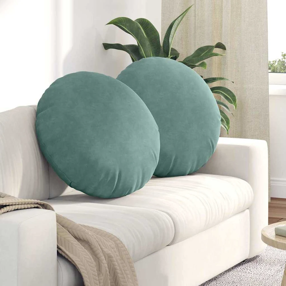 Sėdynių pagalvėlės 2 pcs Jūrinė žalia Ø 40 x 13 cm Aksomas