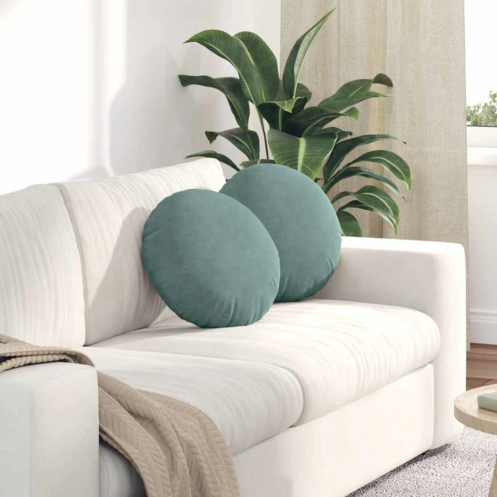 Sėdynių pagalvėlės 2 pcs Jūrinė žalia Ø 40 x 13 cm Aksomas