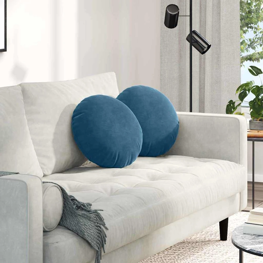 Sėdynių pagalvėlės 2 pcs Mėlyna Ø 40 x 13 cm Aksomas