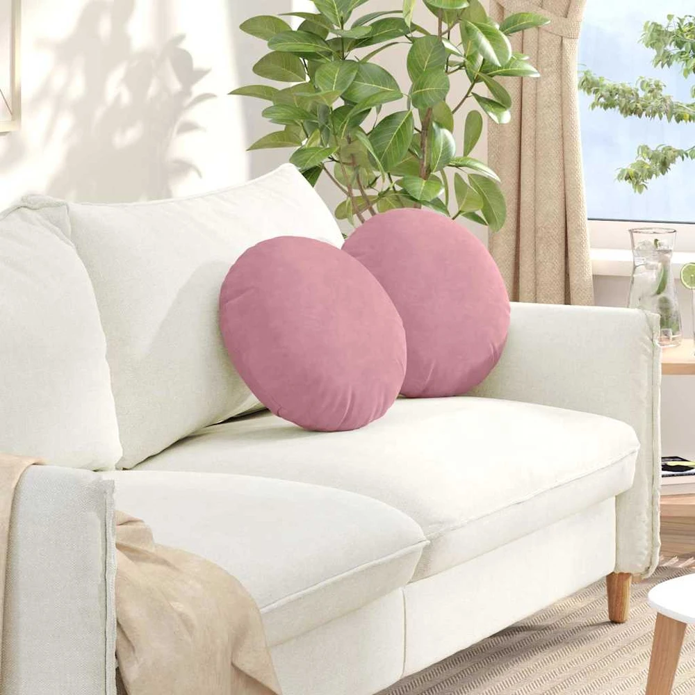 Sėdynių pagalvėlės 2 pcs Rožinė Ø 40 x 13 cm Aksomas